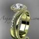 14kt yellow gold halo diamond engagement set with a "Forever One" Moissanite center stone ADLR379S
