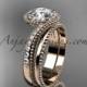 14kt rose gold halo diamond engagement set with a "Forever One" Moissanite center stone ADLR379S