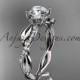14kt white gold leaf diamond wedding ring, engagement ring ADLR385