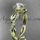 14kt yellow gold leaf diamond wedding ring, engagement ring ADLR385