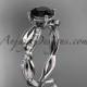 platinum leaf diamond wedding ring, engagement ring with a Black Diamond center stone ADLR385