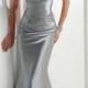 SIMPLE WITH TRAILING SILVERY GARY EVENING FORMAL DRESS
