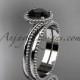 14kt white gold wedding ring, engagement set with a Black Diamond center stone ADLR389S