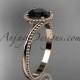 14kt rose gold wedding ring, engagement ring with a Black Diamond center stone ADLR389