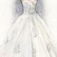 Custom Wedding Dress Painting Matted Watercolor Bridal Gift Portrait Sketch Fashion Illustration