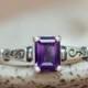 ON SALE Rectangular Deep Purple Amethyst Ring in Sterling Silver - Promise Ring or February Birthstone Ring