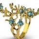 20% off SALE - REEF 14k Gold Blue Topaz Ring, Gold Blue Topaz Engagement Ring, Organic Gold Ring, Gold Statement Ring, Gold Gemstone Ring