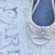 wedding shoes, wedding flats, bridal peep toe flat, Beaded embellished ivory  or white bridal peep toe flat - NOLA ( 8 weeks turnaround )