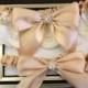 Champagne / Ivory Wedding Bridal Garter Set ... Bridal Garter and Toss Garter with Rhinestone details...