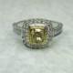 Champagne Diamond Ring, 14K Solid Gold Sparkling Diamond Wedding Ring