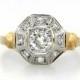 Sparkling .60ct t.w. 1930's Old European Cut Diamond Halo Two Tone Engagement Ring 14k/Plat