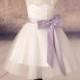 Lace Flower Girl Dresses, Tulle Flower Girls Dress With Lilac Sash and Bow