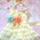 Ivory Blush Peach Aqua dress set,  Flower girls dress,Ivory  Dress, baptism dress,girls dress, Birthday dress,fall dress,baby dress,blush