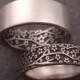 Opposites Attract Wedding Band Set -- Cherry Blossom Pattern In Sterling Silver