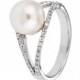 Pearl Diamond Ring, Engagement Ring, 14K White Gold Ring, Size 6