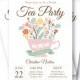 Bridal Shower Tea Party Invitation, Customized Printable  - tea cup vintage flowers