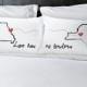love has no borders standard size pillow case SET OF TWO  - perfect wedding gift for the formerly long distanced newlyweds