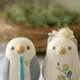 Custom Wedding Cake Topper - Small Hand Painted Love Birds with Nest and Painted Bouquet