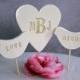 PERSONALIZED Heart Wedding Cake Topper with Love Birds