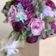 Silk Bridal Bouquet Purple Roses Succulents Rustic Chic Wedding NEW 2014 Design by Morgann Hill Designs