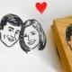 Custom portraits couples stamps / self inking / wood block / for personalized wedding gift save the date fiancee couples him her cards