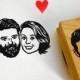 Custom wedding portraits stamp / couples face / self inking / wood mount / for gift invitations her save the date couple portrait stamp etc