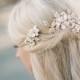 Gold Bridal Hair Clip,Bridal Pearl Hair Comb, Freshwater Pearl Comb, Swaorvski Wedding Comb, Gold Bridal Pearl Headpiece, Bridal Hairclip