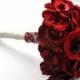 Red Felt Flower Button Bouquet / Wedding Flowers / Bridal Bouquet / Bridesmaid Bouquet / Flower Girl Bouquet / Floral Gift