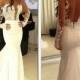 Real Picture Mermaid Long Sleeve 2015 Wedding Dresses Bodice Fitted Backless Appliques Satin Bridal Gowns Wedding Custom Made Sweep Train Online with $128.17/Piece on Hjklp88's Store 