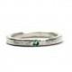 Delicate Silver Emerald Wedding Ring Hammered Green - Beryl Dab