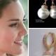Kate Middleton, Rose Gold Celebrity Inspired  Bridal Cz Hoop Earrings, White Swarovski Crystal Pearl, Brides pink Wedding free US Ship