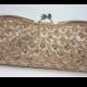 Bridal Clutch - hand beaded champagne satin with beads and sequins - ready to ship