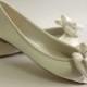 Ivory Wedding Shoes Flats - Large Bows - Choose From 100 Colors - Dyeable Wedding Shoes - Flats - Comfortable Shoes - Outdoor Wedding