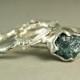 Natural Rough Blue Diamond Twig Ring, Hand Made Custom Wedding Set, Raw Diamond Engagement Ring, custom size