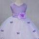 White Lilac Flower Girl butterfy tulle dress tie sash pageant wedding bridal recital children toddler size 12-18m 2 4 6 8 10  