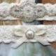 ON SALE Vintage Ivory Wedding Garter, Crystal Bridal Garter Set, Vintage Inspired Wedding Stretch Lace Garter, Bridal Garter, Garter
