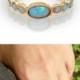 Blue Opal - Gold Rings - 14k Yellow Gold plated Over Brass - Gemstone Band Oval Stone-Birthstone Rings - Bezel Rings-Bridesmaid Gift