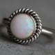 18K  white Gold Opal ring - Natural Opal Ring - Engagement ring - Artisan ring - October birthstone - Bezel ring - Gift for her