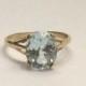 Vintage Blue Topaz Ring in 9k Gold Setting. 3+ Carat Oval Sky Blue Topaz. Unique Engagement Ring. 4th Anniversary Gift. November Birthstone.