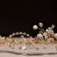 Handmade crystal rhinestone starning gold bridal tiara wedding hair accessory