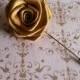 Mens Flower Lapel - Men's Rose Lapel Pin - Wedding Boutonniere - Gold Lapel Pin Brooch - Gifts for Men Groomsmen