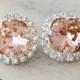 Blush earrings,blush pink silver earrings,blush pink bridal earrings,blush pink bridesmaid earrings,Swarovski earrings,blush pink wedding