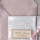 Romantic  Wedding Invitation Pink and Lace (100) ,Ivory Invitation,Pocket Fold Invitations ,Vintage Wedding invitation,