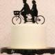 Custom Bike Wedding Cake Topper with Silhouettes on a Tandem Bike Personalized with YOUR Silhouette, Bicycle topper