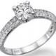 1.02 Carat Pave Ring, Diamond Engagement Ring, 14K White Gold Ring, Diamond Ring Band, Pave Diamond Ring, Unique Engagement Ring