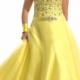 2015 Chiffon Yellow Ruched Sweetheart Lace Up Crystals Floor Length Sleeveless