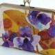 Watercolors purple heartseases in silk floral clutch purse, Bridal clutch, Wedding clutch, Bridesmaid gift idea clutch, Evening purse