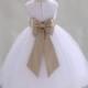 White Flower Girl dress bow sash pageant petals wedding bridal children bridesmaid toddler elegant sizes 6-9m 12-18m 2 4 6 8 10 12 14 
