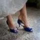 Wedding Shoes Blue Wedding Shoes with Rhinestone Flower Burst Additional 100 Colors To Pick From