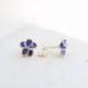 14k Gold Forget Me Not Flower Post Earrings Royal Blue 1st Anniversary Gift Paper Jewelry Best Friend Long Distance Relationship Gift Unique